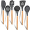 E-far Silicone Kitchen Utensils Set of 6, Non-stick Cookware Friendly, Heat Resistant, Includes Spatula, Ladle, Spoon,
