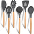 E-far Silicone Kitchen Utensils Set of 6, Non-stick Cookware Friendly, Heat Resistant, Includes Spatula, Ladle, Spoon,