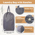 Washable Travel Laundry Bag with Handles and Drawstring, 2 Pack, Heavy Duty, Grey