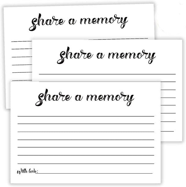 50 Share a Memory Cards, 4x6 Inch, Going Away Party Decorations, Funeral Guest Book for Celebration of Life