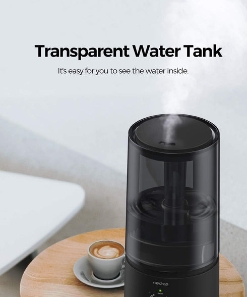 raydrop Cool Mist Humidifiers for Bedroom, 1.0L Quiet Ultrasonic, Space-Saving, Filterless, Auto Shut Off (0.26 Gallon,
