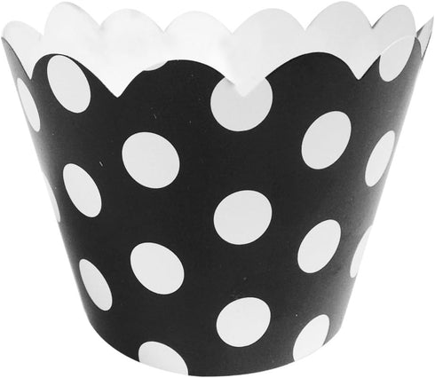 AllyDrew Standard Size Polka Dots Cupcake Wrappers, Set of 20, Black