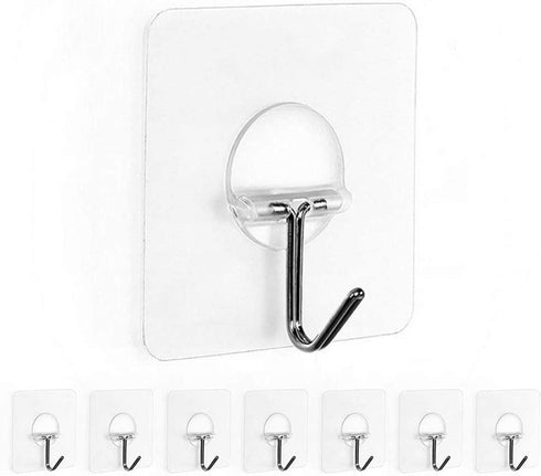 Wall Hooks, Transparent Adhesive Hangers, Rotatable Stainless Steel Hooks, Easy Installation & Reusable (Self Adhesive,
