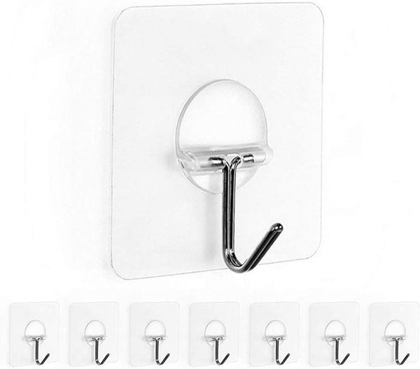 Wall Hooks, Transparent Adhesive Hangers, Rotatable Stainless Steel Hooks, Easy Installation & Reusable (Self Adhesive,