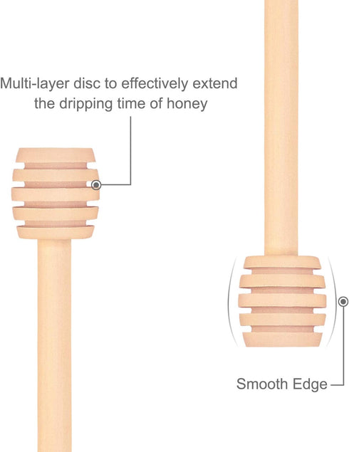 Thyores 150 Pack 3 Inch Mini Wood Honey Dipper Sticks, Individually Wrapped, Server for Honey Jar Dispense Drizzle