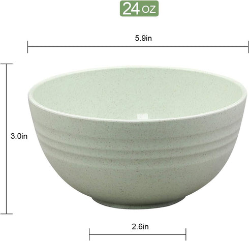 Unbreakable Cereal Bowls - 24 OZ Wheat Straw Fiber Lightweight Bowl Sets 8 - Dishwasher & Microwave Safe - for,Rice,Soup Bowls by DUOLUV