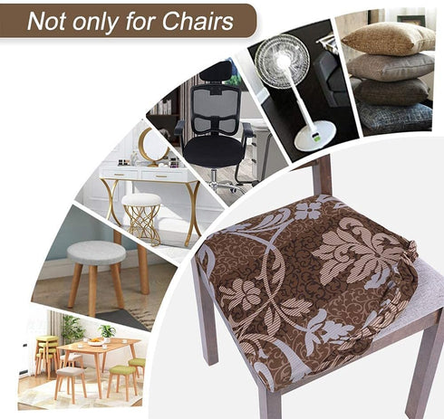SearchI Stretch Printed Chair Seat Covers Set of 4, Removable Washable Protector for Dining Room Chairs