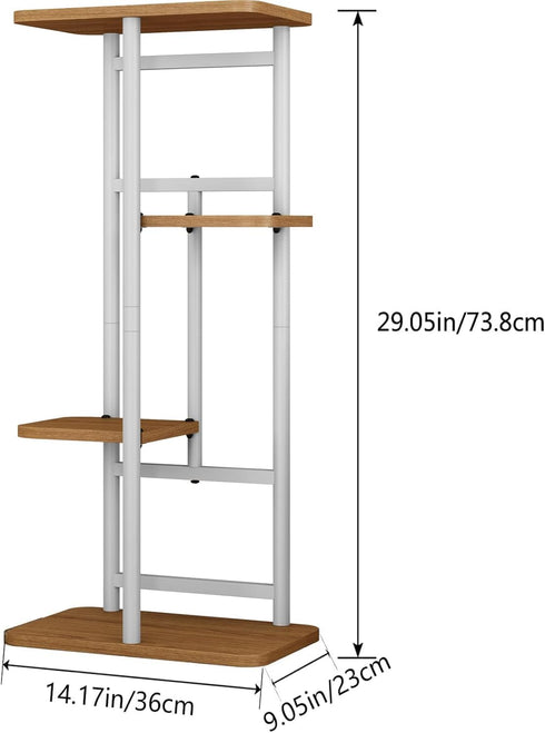 4 5 LINZINAR Plant Stand Indoor Tier Potted Multiple Plant Shelf Stands for Garden Corner Balcony Living Room White