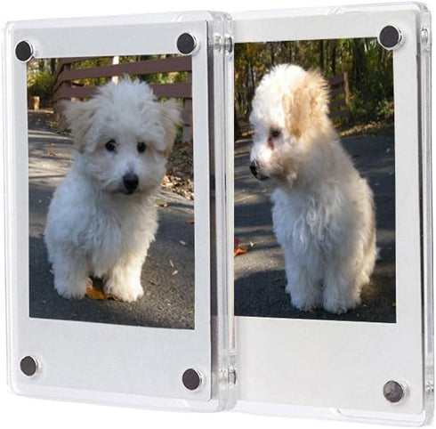 2 PCS 3-inch 2-Sided Clear Acrylic Magnetic Photo Frame, Elegant Frameless Display for Fujifilm Mini Film