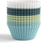The Silicone Kitchen Reusable Silicone Baking Cup, Muffin Liners for Cupcakes, BPA Free, 12 Pack, White Blue Green