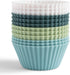 The Silicone Kitchen Reusable Silicone Baking Cup, Muffin Liners for Cupcakes, BPA Free, 12 Pack, White Blue Green