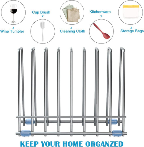 IDEATECH Reusable Silicone Bags Rack, Drying Rack for Storage Bags, Stainless Stand for Freezer Bags (Grey)