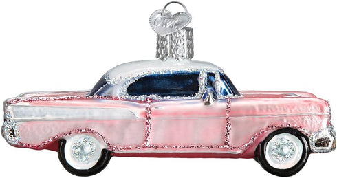 Old World Christmas Glass Blown Ornament - Classic Car (46023), Pink