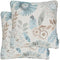 Pack of 2 Decorative Throw Pillow Cases Cushion Cover for Sofa Couch Bed, Sunflower Pattern, 20x20 Inches, Blue Cream