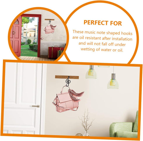 2pcs Music Decor Coat Hook, Wall Mount Guitar Hangers, Decorative Towel Hooks for Hats, Robes, and Purses, Iron Metal