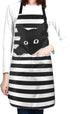 Funny Black Cat Waterproof Apron with 2 Pockets - Kitchen Chef Aprons Bibs for Cooking, Baking, Painting, Gardening