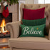 12x20 Inch, Christmas Throw Pillow Cover Forest Green Believe Christmas Decor, Outdoor Xmas Winter Holiday Lumbar