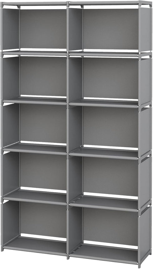 MOYIPIN 10-Grid Bookshelves, Assembled Storage Rack, Bedroom Living Room Vertical Cabinet Bookshelf, Double Row