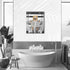 Golden Retriever Canvas Wall Art, Black and White Funny Dog Sitting in Toilet Painting for Bathroom