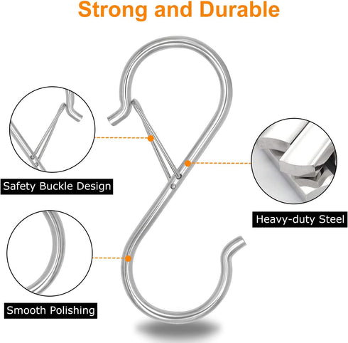 32 Pack S Hooks for Hanging - 3.5 inch Heavy Duty Metal S Shaped Hooks for Plants, Clothes, Kitchen Utensils