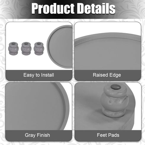 Counter, MAONAME Decorative Round Wood Riser for Display, Farmhouse Pedestal Stand for Kitchen Grey Wooden Risers Tray