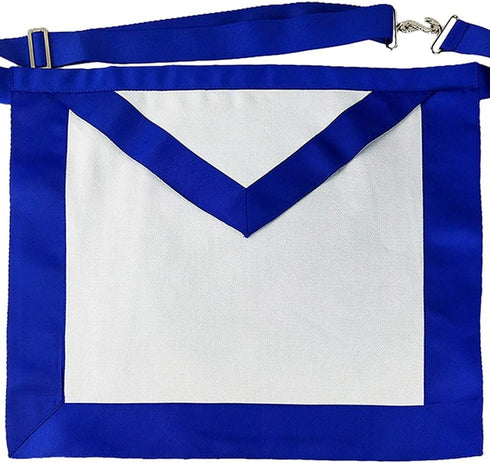 Masonic Master Mason Blue Lodge Apron, White Cloth with Blue Grosgrain Ribbon Border