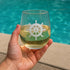 Set of 4 Stemless Boat Wine Glasses – 16oz Unbreakable Nautical Glasses with Anchor, Compass, Helm & Life Ring,
