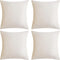 GIGIZAZA Velvet Ivory Throw Pillow Covers, Decorative Cushion Covers, 4pcs (18x18inch/45x45cm) for Sofa Couch
