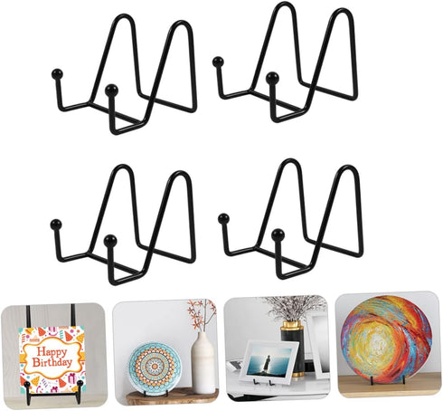 ARTIBETTER 4pcs Display Stand, Picture Frame Easel, Photo Dish Displays, Kitchen Plate Rack, Iron Organizer