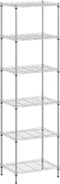 BestOffice 6-Shelf Adjustable Wire Shelving Unit, Metal Shelves, 11.8" D x 16.7" W x 63.6" H, Chrome