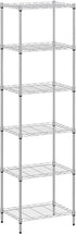 BestOffice 6-Shelf Adjustable Wire Shelving Unit, Metal Shelves, 11.8" D x 16.7" W x 63.6" H, Chrome