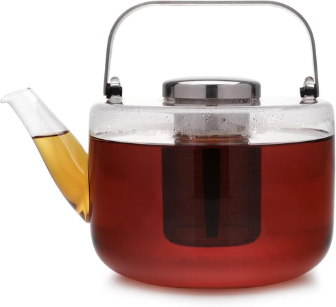 Viva Bjorn Borosilicate Glass Tea Pot for Stovetop with Loose Leaf Tea