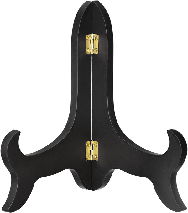 uxcell 8" Black Wooden Folding Easel Plate Holder for Decorative Picture Frame