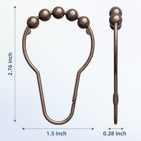 Titanker Set of 12 Rust-Resistant Metal Shower Curtain Hooks Rings for Bathroom Shower Rods