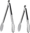 ALLTOP Metal Cooking Tongs Set of 2, Stainless Steel Food Tongs with No-slip Silicon, 9 & 12 inch, Black