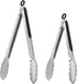 ALLTOP Metal Cooking Tongs Set of 2, Stainless Steel Food Tongs with No-slip Silicon, 9 & 12 inch, Black