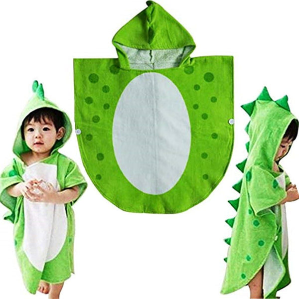 Kreomitxt Children Bath Towel Robe Kids Hooded Beach Swimming Poncho Dinosaur Pattern for
