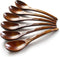 AOOSY Wooden Soup Spoons, 6 Pieces 7.84 Inches Japanese Ramen Spoons, Round Nanmu Wood Long Handle for Kitchen