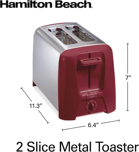 Hamilton Beach 2 Slice Toaster, Extra Wide Slots, Shade Selector, Auto-Shutoff, Cancel Button, Toast Boost, Red