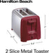 Hamilton Beach 2 Slice Toaster, Extra Wide Slots, Shade Selector, Auto-Shutoff, Cancel Button, Toast Boost, Red