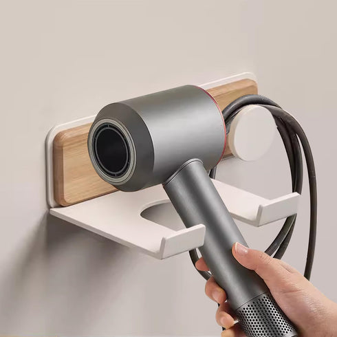 Wall Mounted Hair Dryer Holder with Storage Bag, Drill-Free Adhesive Blow Dryer Holder for Bathroom