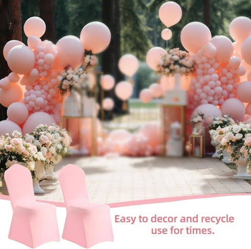 Yahpetes (1 Chair Cover Pink Polyester Spandex Banquet Chair Covers Slipcover Flat Front Stretch Spandex Chair Covers