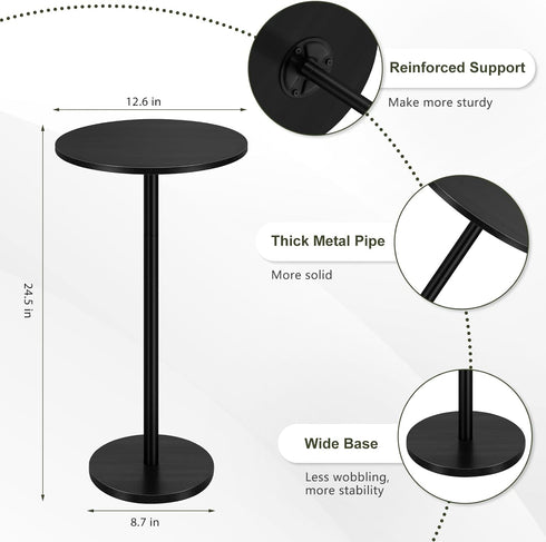 Vrisa Drink Table for Small Spaces Round Pedestal Small Modern Martini End Table Accent Side Table for Living Room
