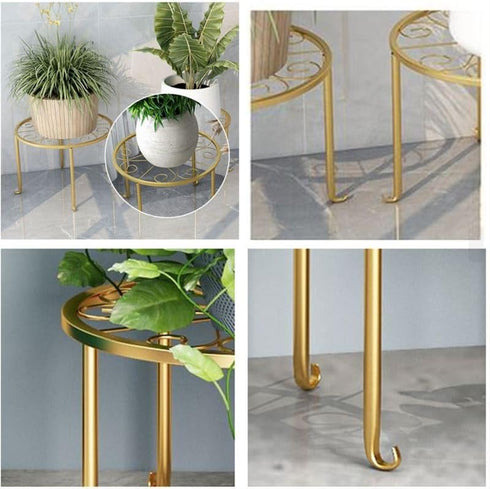 Hewnda 1 Pack Sturdy Gold Metal Plant Stand - Heavy Duty Indoor/Outdoor Use