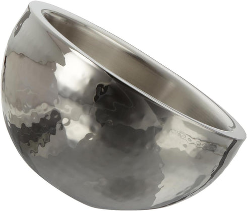Hammered 6-Inch Stainless Steel Dual Angle Serving Bowl, Silver
