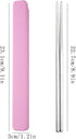 Metal Chopsticks 1 Pair Reusable Chopsticks Stainless Steel Chopsticks with Pull Design Case Portable Utensil for School Home Office Camp Travel Bento Box (Pink)