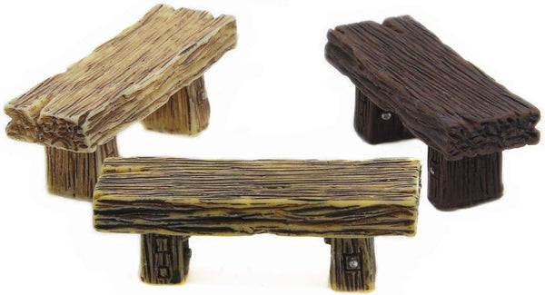 3Pcs Mini Resin Bench Miniature Fairy Garden Bench Dollhouse Accessories Statue DIY