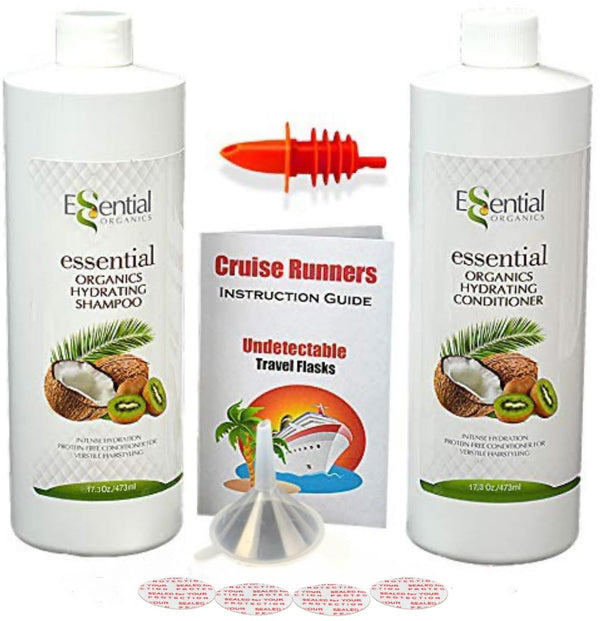 2x17.3oz Rum Runners for Cruise, Empty Shampoo Bottles, Hidden Alcohol Container Flasks