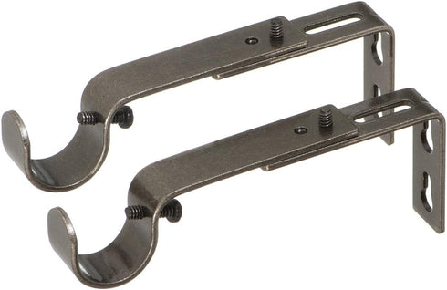 Ivilon Adjustable Brackets for Curtain Rods, Set of 2 for 7/8 or 1 Inch Rods, Pewter