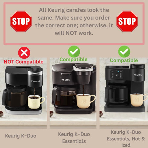 Replacement Carafe for Keurig K-Duo Essentials & K-Duo Hot & Cold Brewer Models, 12-Cup